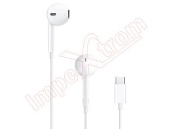 Manos libres / auriculares Earpods MTJY3ZM/A color blanco modelo A3046 para dispositivos Apple con conector USB tipo C, en blister